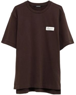 Jacquemus Montaigne Logo-Patch T-Shirt - Brown