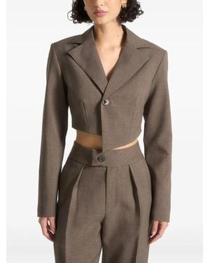 Manière De Voir Dina Asymmetric Tailored Cropped Blazer - Gray
