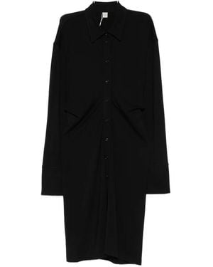 TOTEME Ruched-Detail Shirt Dress - Black