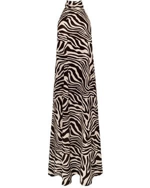Azeeza Meera Neckholder-Midikleid Mit Zebramuster - Weiß