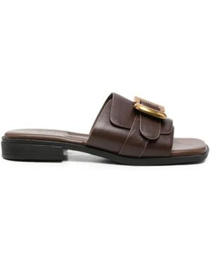 SERGIO MORETTI FIRENZE Buckle-Detail Leather Sandals - White