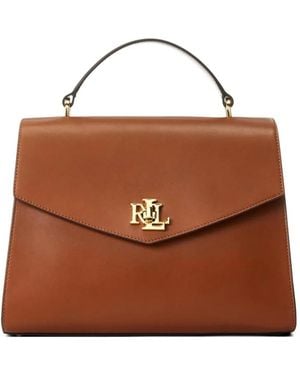 Ralph Lauren Medium Farrah Leather Tote Bag - Brown