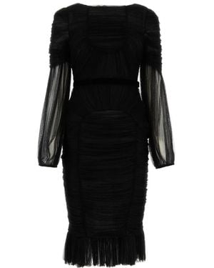 Tom Ford Silk Blend Ruffled Midi Dress - Black
