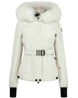 Moncler Laplance Faux Fur-Trim Jacket - White