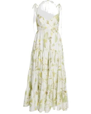 Erdem Maxikleid mit Blatt-Print - Weiß