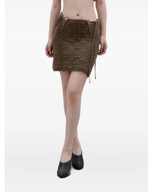 Isa Boulder Lace Up-Detail Skirt - Natural