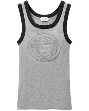 Versace Printed Cotton-Jersey Tank Top - Gray