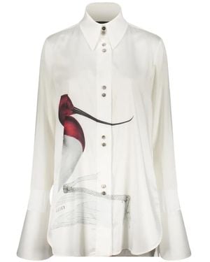 Ellery Bird-Print Shirt - White