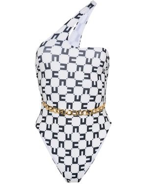 Elisabetta Franchi モノグラム ワンピース水着 - ホワイト
