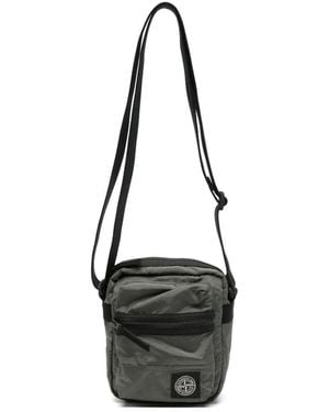 Stone Island Kuriertasche Mit Logo-Patch - Schwarz