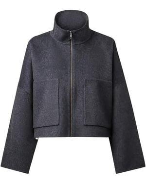 DRYKORN High-Neck Cropped Coat - Blue