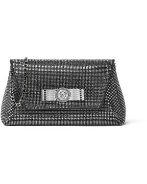 Versace Gianni Ribbon Clutch Mit Kristallen - Grau
