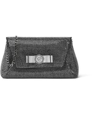 Versace Gianni Ribbon Crystal Clutch Bag - Grey