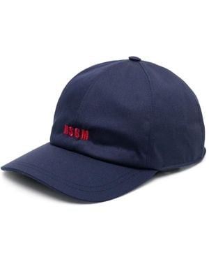 MSGM Logo-Embroidered Cotton Cap - Blue