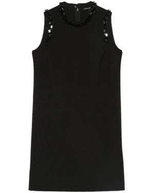 Luisa Cerano Beaded-Neck Sleeveless Mini Dress - Black