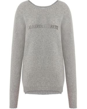 Alberta Ferretti Maglione Con Ricamo - Grigio