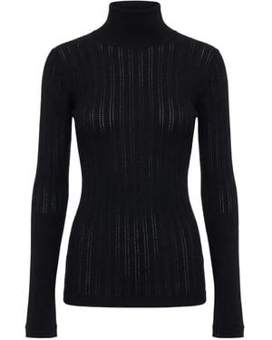 Maria McManus Thermal Mock Ribbed-Knit Top - Black