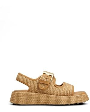 Tod's Buckle-Detail Raffia Sandals - Natural