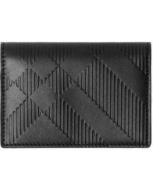 Burberry Embossed Check Card Case - Black