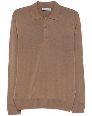 Canali Long-Sleeve Polo Shirt - Brown