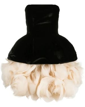 Ana Radu Petal-Layered Velvet Mini Dress - Black