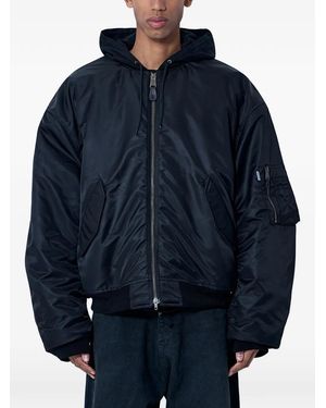 Balenciaga Hooded Ribbed-Trim Jacket - Blue