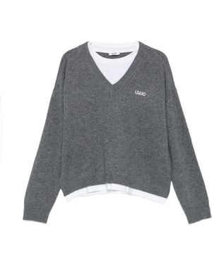 Liu Jo Maglione Con Logo Ed Effetto A Strati - Grigio