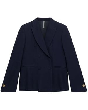 Liviana Conti Double-Breasted Peak-Lapel Jacket - Blue