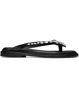Simone Rocha Crystal-Embellished Slides - White