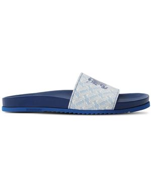 Burberry TB Monogram Blue Slides Men’s Sandal Burberry - Blue Leather TB Monogram Logo Melroy Slides – eluXive main image 4