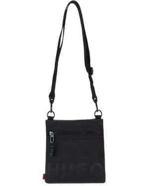HUGO Logo-Print Messenger Bag - Black