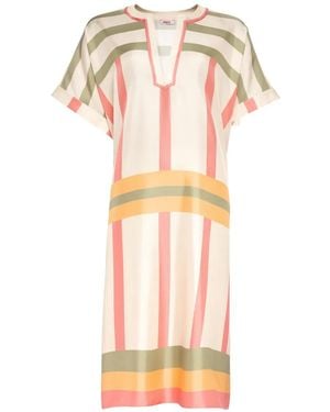 Eres Ice Striped V-Neck Beach Dress - White