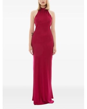 Tessitura Halterneck Back-Tie Maxi Dress - Red