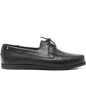 VINNY'S Boatman Lace-Up Boat Shoes - Black