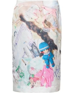 Ashley Williams Jupe Mi-Longue Imprimée - Blanc