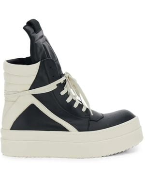 Rick Owens Jumbolace Geobasket High-Top Panelled Trainers - Blue