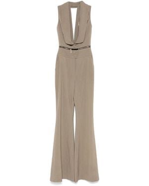 MITILIANE COUTURE Striped Zipped Jumpsuit - Natural