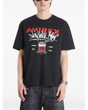 Avirex Camiseta Con Logo Estampado - Negro
