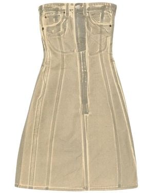 Acne Studios Printed Denim Midi Dress - Natural