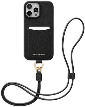 Maison De Sabre Sling Leather Iphone 16 Pro Phone Case - Black