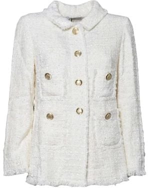 Charlott Button Frayed Jacket - White