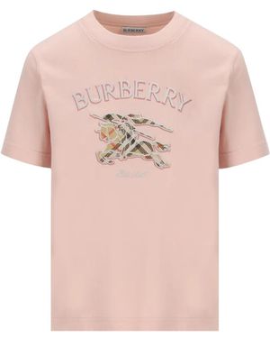 Burberry Knight Check Cotton T-Shirt - Pink