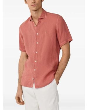 Hackett Camisa De Lino Con Motivo Desteñido - Rojo