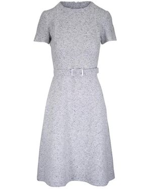 Kiton Belted Tweed Midi Dress - Gray