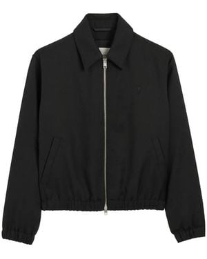 Ami Paris Chaqueta Acolchada De Lana Con Ami De Coeur - Negro