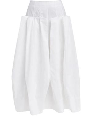 Tibi Poplin Midi Skirt - White