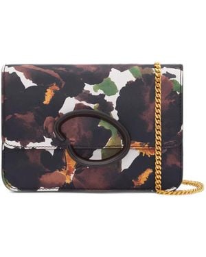 Oscar de la Renta Iris Floral-Print Leather Clutch Bag - Blue