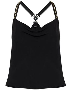 Versace Stretch Crêpe Jersey Gathered Top - Black