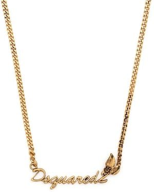 DSquared² Collier En Chaîne À Breloque Hadwriting - Métallisé