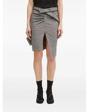 OTTOLINGER Belted Check-Print Skirt - Gray